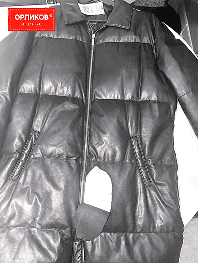 Черный пуховик до ремонта