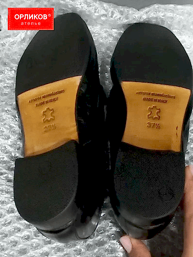 Каблуки женских лоферов после установки профилактики