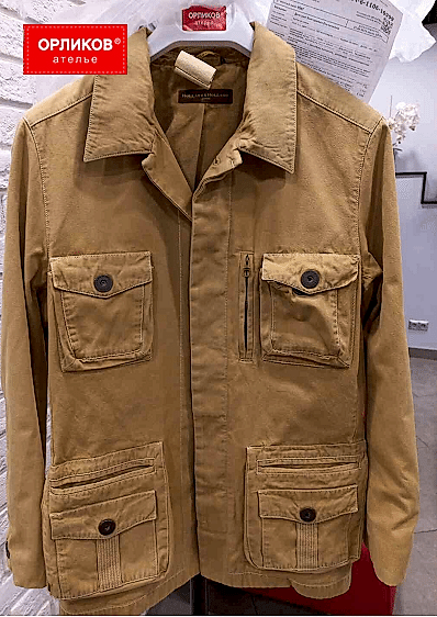 Мужская бежевая куртка после крашения