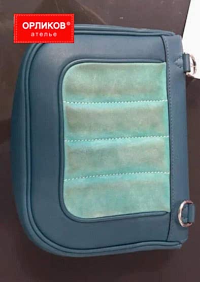 Кожаная женская бирюзовая сумка до крашения