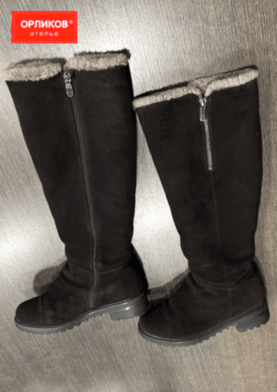 Замшевые женские сапоги после химчистки
