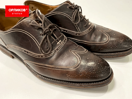 Коричневые кожаные мужские ботинки до ремонта