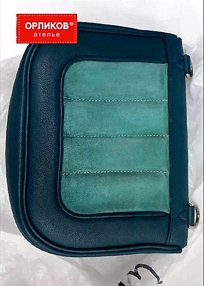 Кожаная женская бирюзовая сумка после крашения