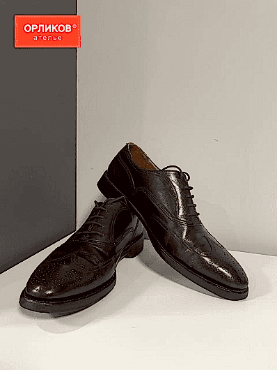 Коричневые кожаные мужские ботинки после ремонта