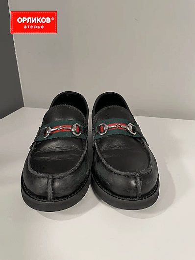 Детские кожаные лоферы до реставрации и ремонта