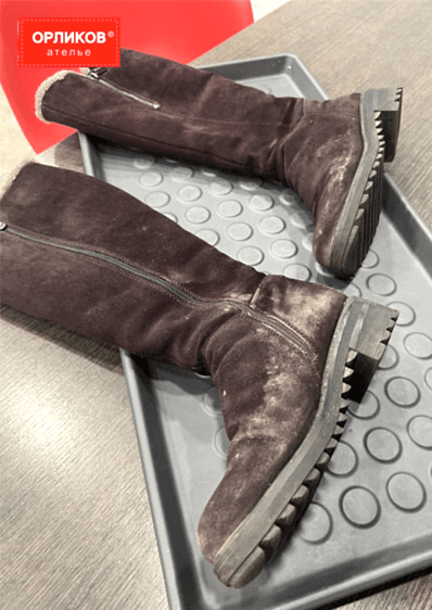 Замшевые женские сапоги до химчистки