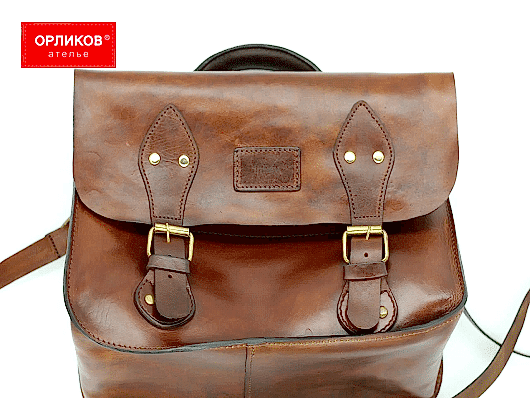 Коричневая сумка из натуральной кожи после реставрации