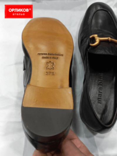 Подошва женских лоферов до установки профилактики