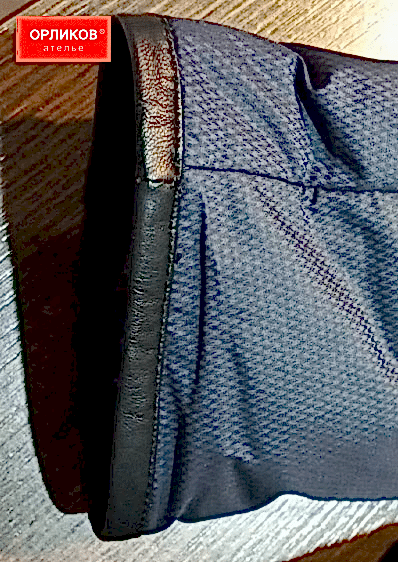 Окантовка рукава куртки после реставрации