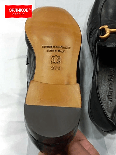 Каблуки женских лоферов до установки профилактики