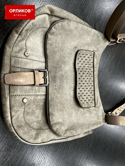 Кожаная женская сумка до чистки и крашения